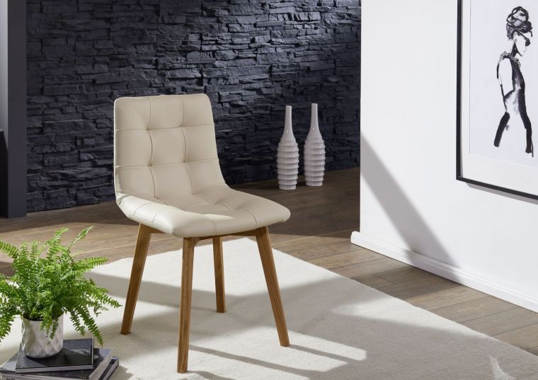 Stuhl Wildeiche 50x58x84 creme natur geölt BERLIN #111