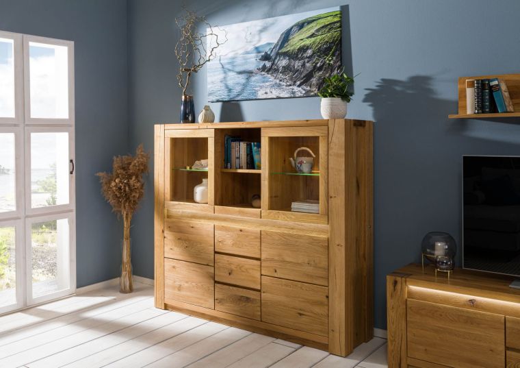 Highboard Wildeiche 163x40x142 natur geölt KENT #105