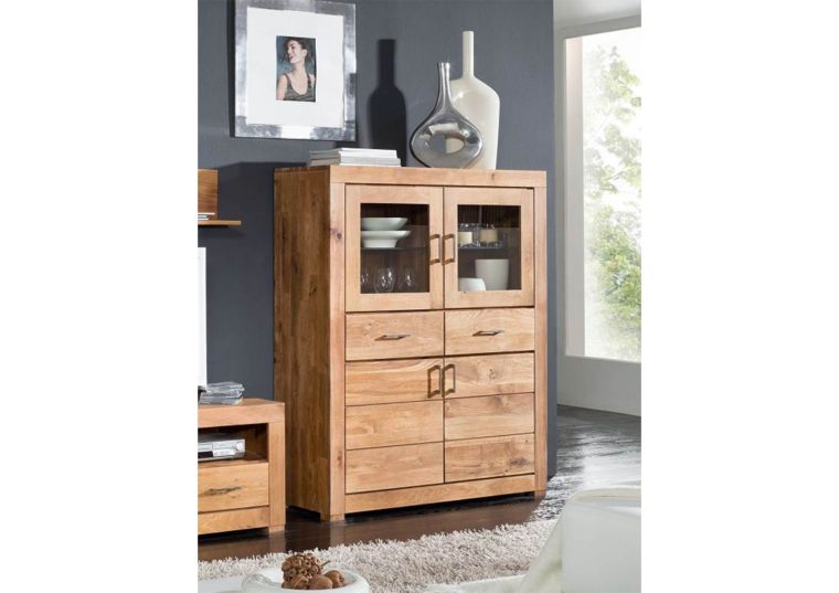 Highboard Wildeiche 111x40x139 natur geölt BERLIN #03