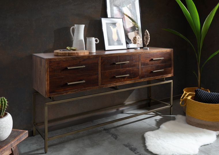 Konsolentisch Mango 152x46x86 braun lackiert STILMÖBEL #107