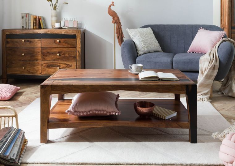 Couchtisch Sheesham 115x60x45 dunkelbraun lackiert ANCONA #201
