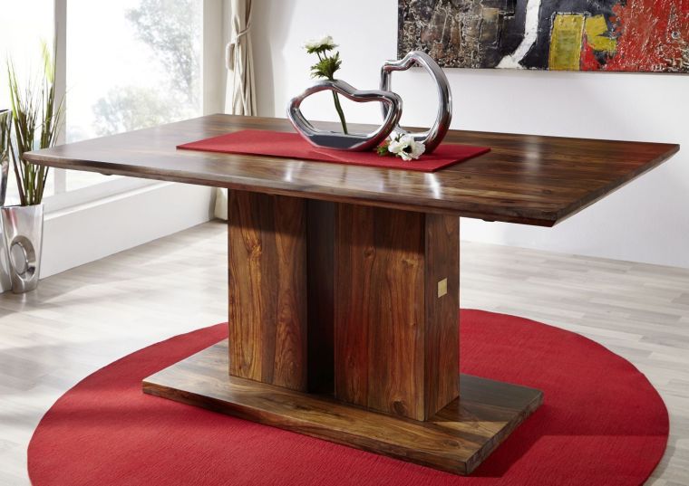 Säulentisch Sheesham 175x90x76 walnuss lackiert DUKE #137