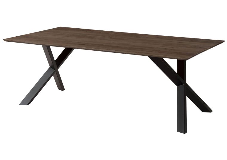 Esstisch Akazie 220x100x75 grau lackiert / ausgestellte X-Beine anthrazit matt SWISS EDGE