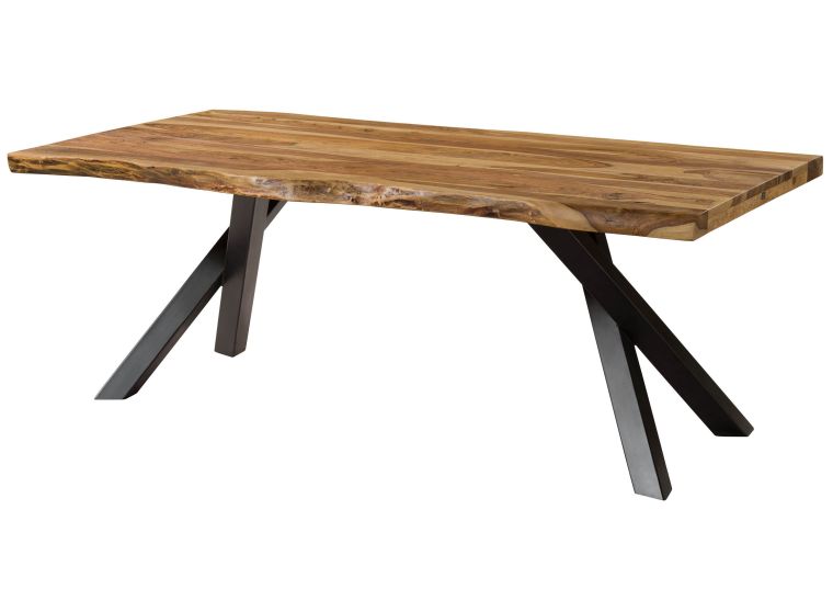 Baumtisch Sheesham 180x90x76 natur sandgestrahlt / A-Gestell anthrazit matt FREEFORM 5