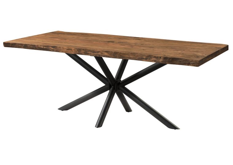 Baumtisch Sheesham 200x100x76 natur gebeizt / Kreuzgestell anthrazit matt FREEFORM 5