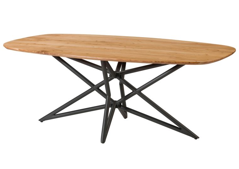 Esstisch Akazie 240x100x76 natur lackiert / Sterngestell schwarz