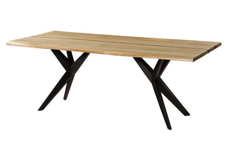 Baumtisch Mango 160x90x76 natur lackiert / Epoxid schwarz, Sterngestell anthrazit matt EPOXY