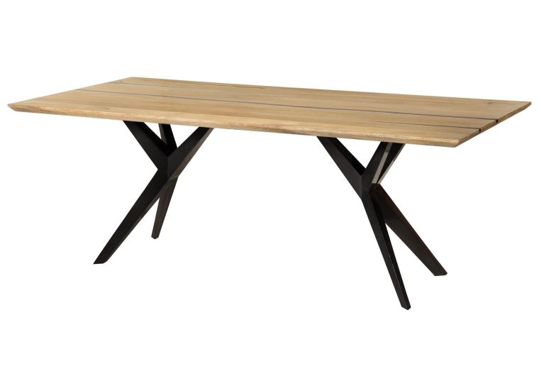 Esstisch Mango 180x90x76 natur lackiert / Epoxid schwarz, Sterngestell anthrazit glänzend EPOXY