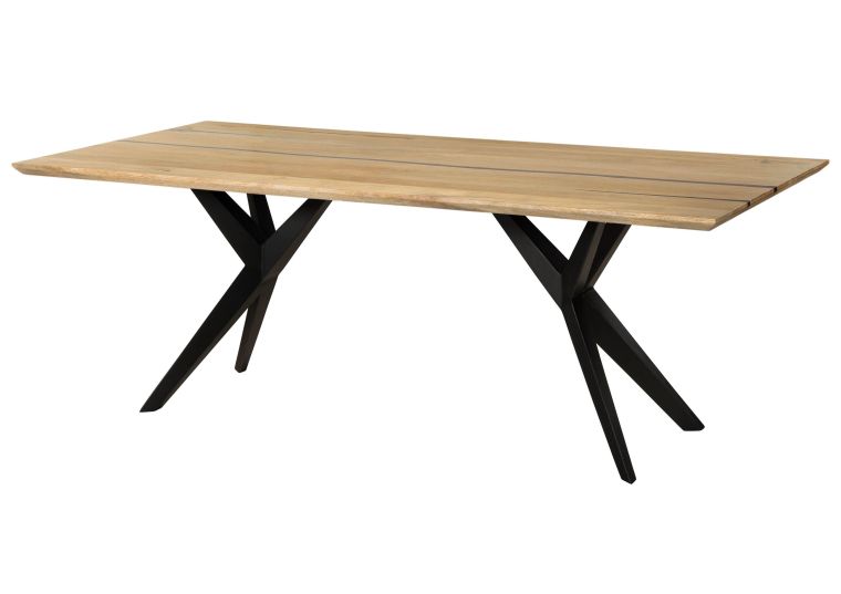 Esstisch Mango 180x90x76 natur lackiert / Epoxid schwarz, Sterngestell anthrazit matt EPOXY