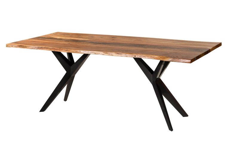 Baumtisch Akazie 220x100x76 natur lackiert / Epoxid schwarz, Sterngestell anthrazit glänzend EPOXY