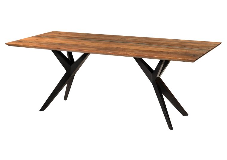 Esstisch Akazie 160x90x76 natur lackiert / Epoxid schwarz, Sterngestell anthrazit glänzend EPOXY