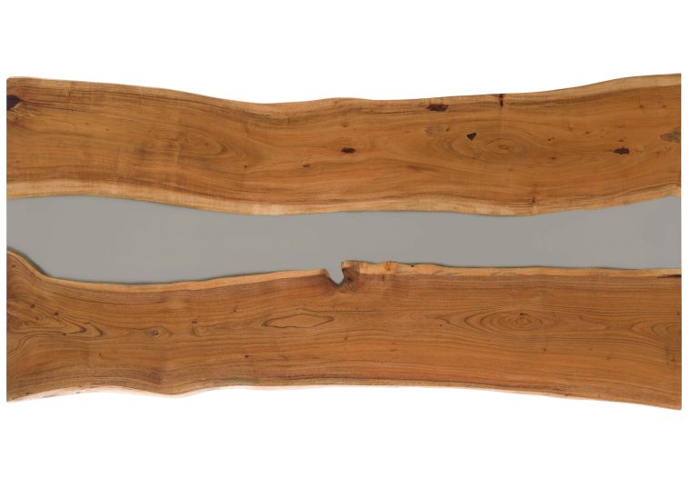 Esstisch Akazie mit Epoxidharz 220x100x76 natur lackiert / Epoxid grau echte Baumkante EPOXY Unikat #1