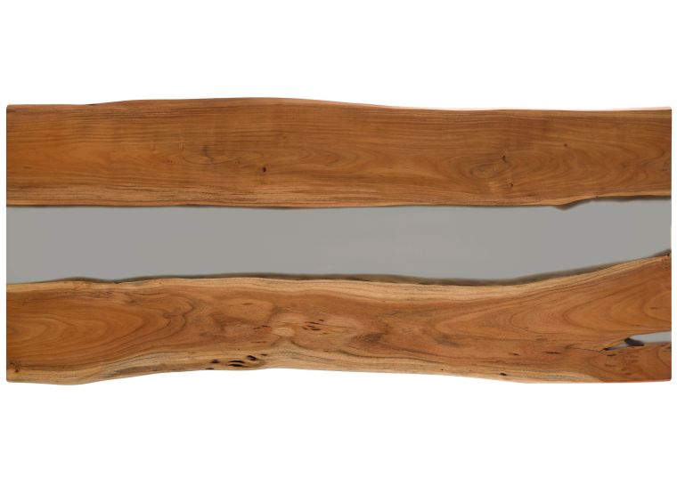 Esstisch Akazie mit Epoxidharz 240x100x76 natur lackiert / Epoxid grau echte Baumkante EPOXY Unikat #1