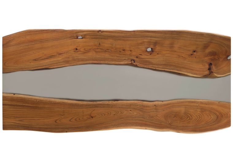 Esstisch Akazie mit Epoxidharz 240x100x76 natur lackiert / Epoxid grau echte Baumkante EPOXY Unikat #2