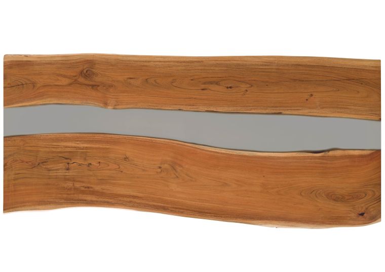 Esstisch Akazie mit Epoxidharz 240x100x76 natur lackiert / Epoxid grau echte Baumkante EPOXY Unikat #3