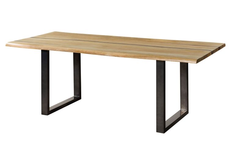 Baumtisch Mango 260x100x76 natur lackiert / Epoxid schwarz, U-Beine anthrazit glänzend EPOXY