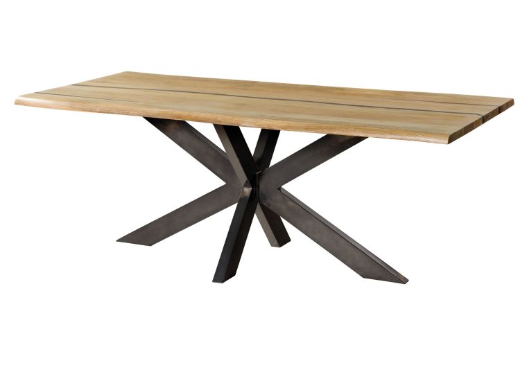 Baumtisch Mango 160x90x74 natur lackiert / Epoxid schwarz, Kreuzgestell anthrazit glänzend EPOXY