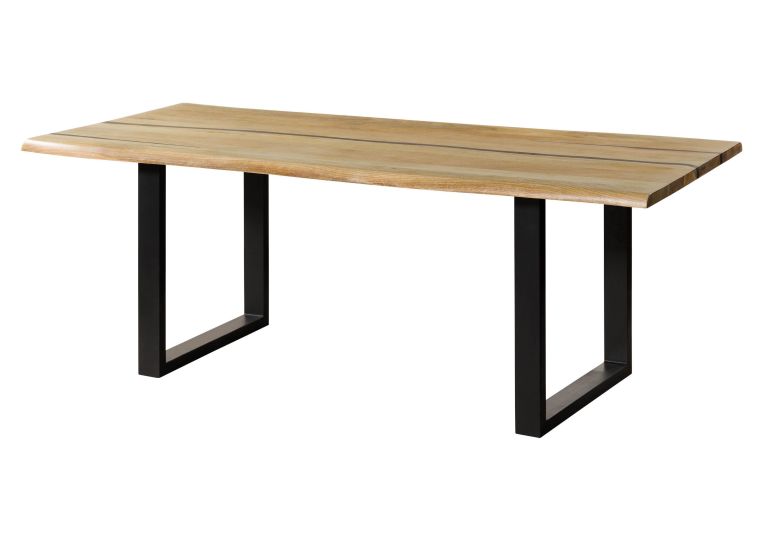 Baumtisch Mango 260x100x76 natur lackiert / Epoxid schwarz, U-Beine anthrazit matt EPOXY