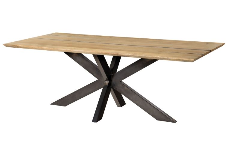 Esstisch Mango 180x90x74 natur lackiert / Epoxid schwarz, Kreuzgestell anthrazit glänzend EPOXY