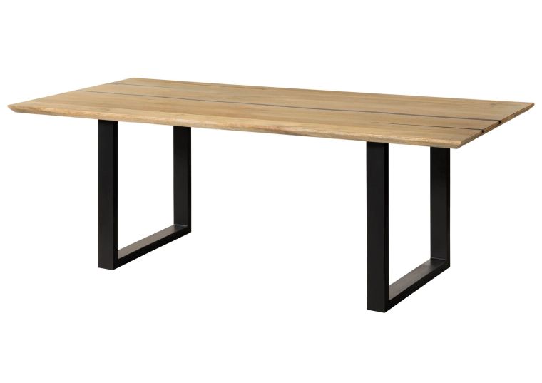 Esstisch Mango 180x90x76 natur lackiert / Epoxid schwarz, U-Beine anthrazit matt EPOXY