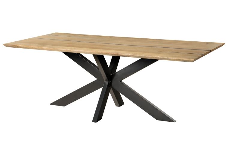 Esstisch Mango 180x90x74 natur lackiert / Epoxid schwarz, Kreuzgestell anthrazit matt EPOXY