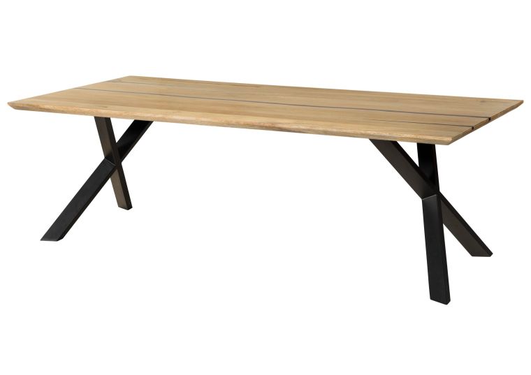 Esstisch Mango 180x90x76 natur lackiert / Epoxid schwarz, ausgestellte X-Beine anthrazit matt EPOXY