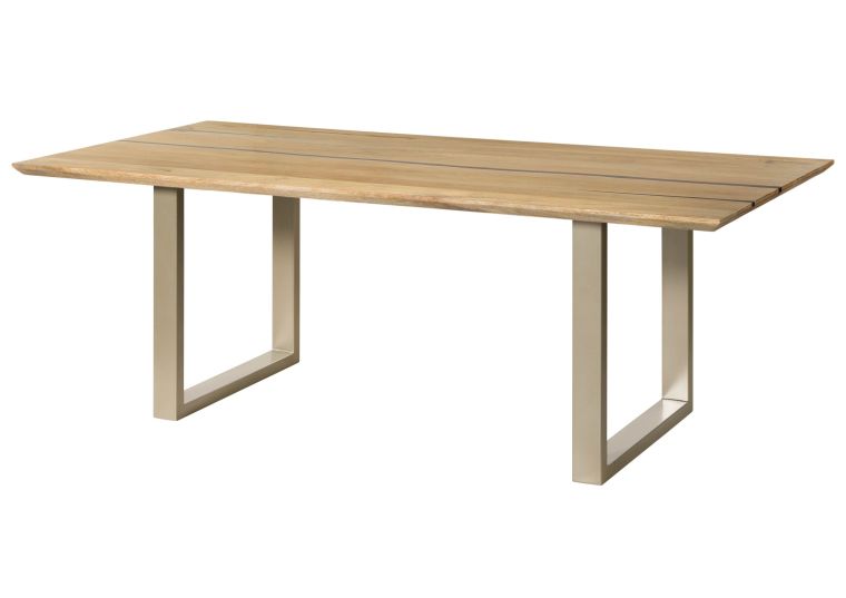 Esstisch Mango 240x100x76 natur lackiert / Epoxid schwarz, U-Beine silber matt EPOXY