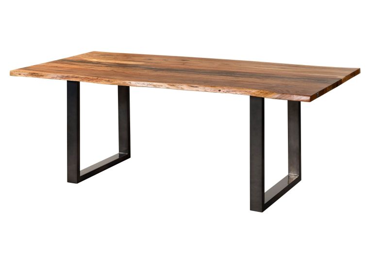 Baumtisch Akazie 200x100x76 natur lackiert / Epoxid schwarz, U-Beine anthrazit glänzend EPOXY