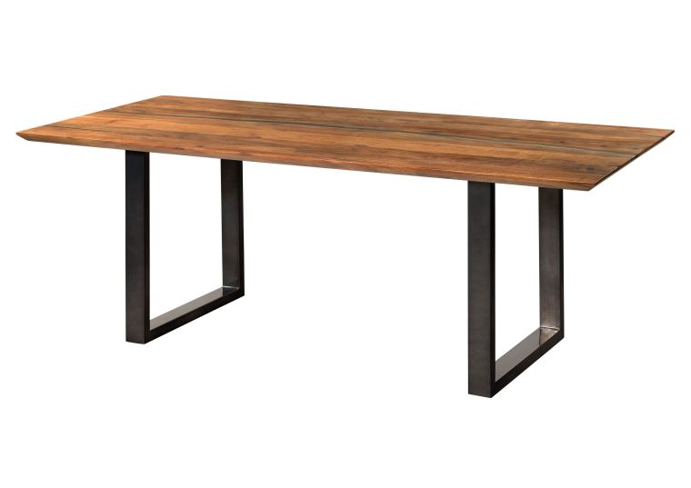 Esstisch Akazie 180x90x76 natur lackiert / Epoxid schwarz, U-Beine anthrazit glänzend EPOXY