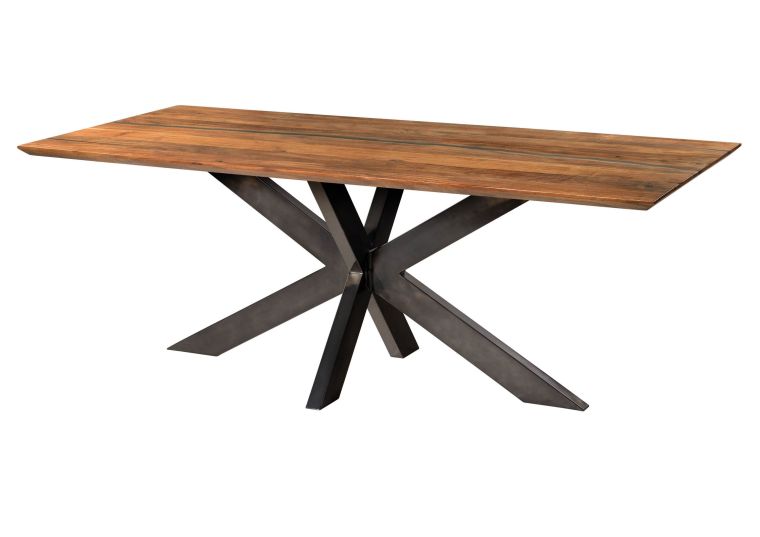 Esstisch Akazie 160x90x74 natur lackiert / Epoxid schwarz, Kreuzgestell anthrazit glänzend EPOXY