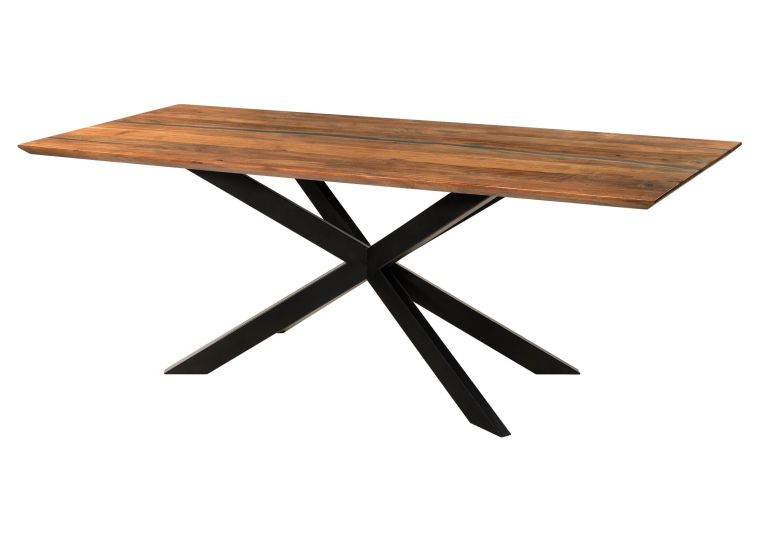 Esstisch Akazie 180x90x76 natur lackiert / Epoxid schwarz, Kreuzgestell 2 anthrazit matt EPOXY
