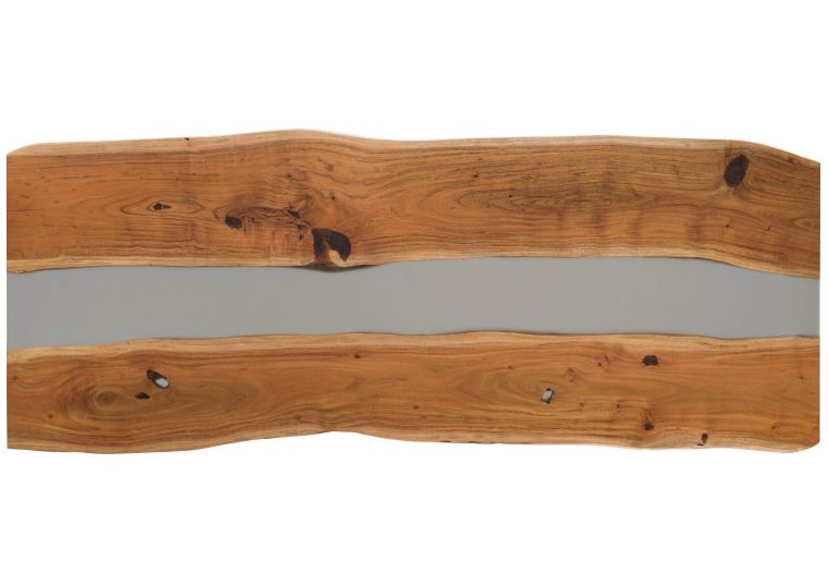 Esstisch Akazie mit Epoxidharz 260x100x76 natur lackiert / Epoxid grau echte Baumkante EPOXY Unikat #2