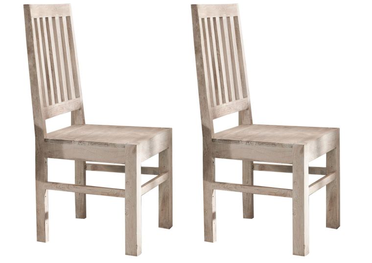 Stuhl Akazie 45x45x100 weiß getüncht NATURE WHITE #121 - 2er Set
