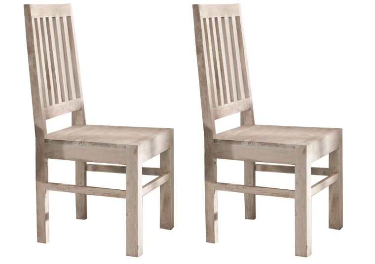 Stuhl Akazie 45x45x100 weiß getüncht NATURE WHITE #121 - 2er Set