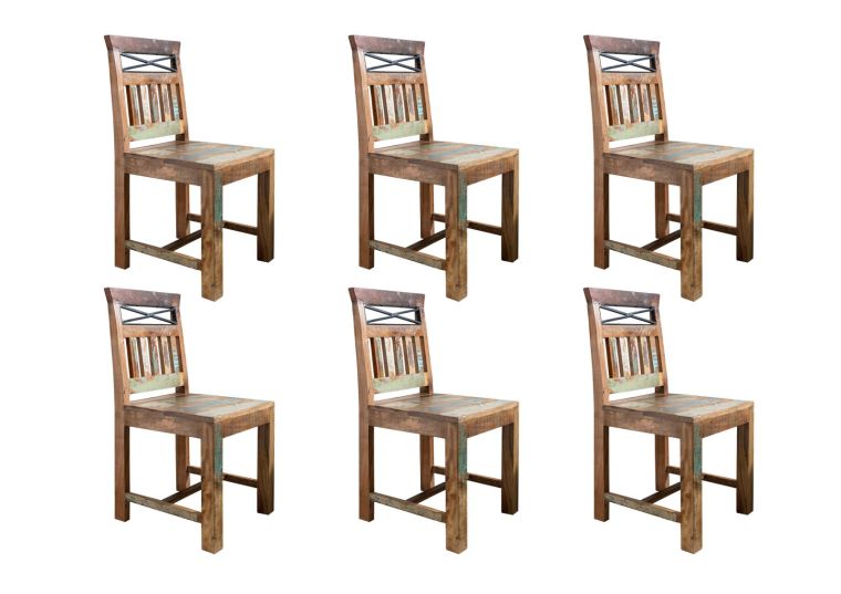 Stuhl Altholz 45x45x90 mehrfarbig lackiert NATURE OF SPIRIT #39, 6er Set