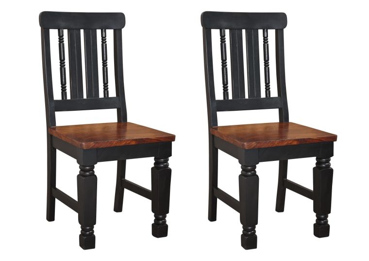 Stuhl Sheesham 45x45x98 schwarz/braun lackiert NEW BOSTON #120, 2er Set