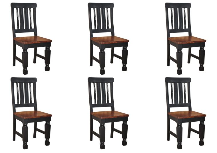 Stuhl Sheesham 45x45x98 schwarz/braun lackiert NEW BOSTON #120, 6er Set