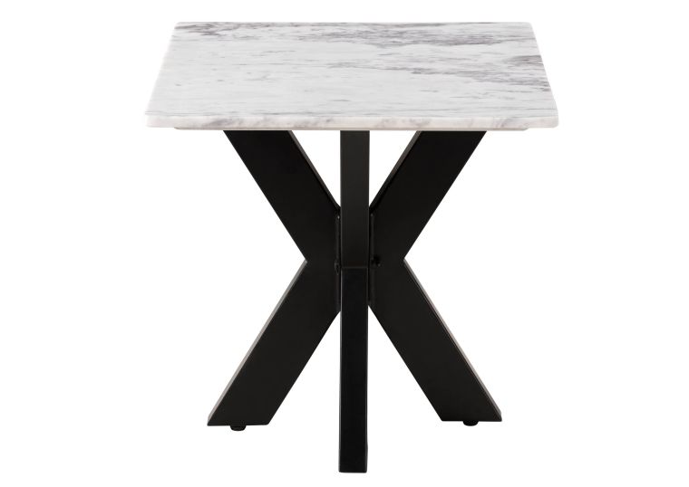 Couchtisch quadratisch 55x55x55 Marmor weiß / Kreuzgestell Eisen schwarz BARCELONA #315