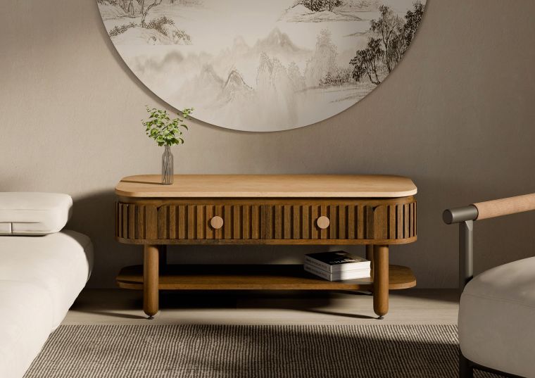 Couchtisch Mango 120x50x45 braun geölt KYOTO #117