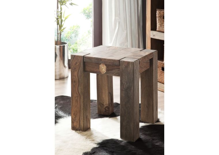 Hocker Sheesham 40x40x45  grau geölt NATURE GREY #10