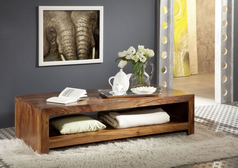 Couchtisch Sheesham 135x70x36 walnuss lackiert DUKE #120