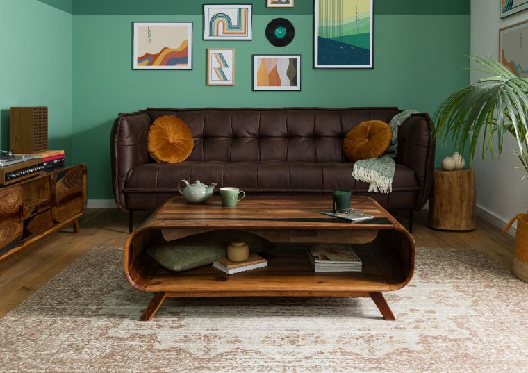 Couchtisch Sheesham 120x70x40 dunkelbraun lackiert MAILAND #234