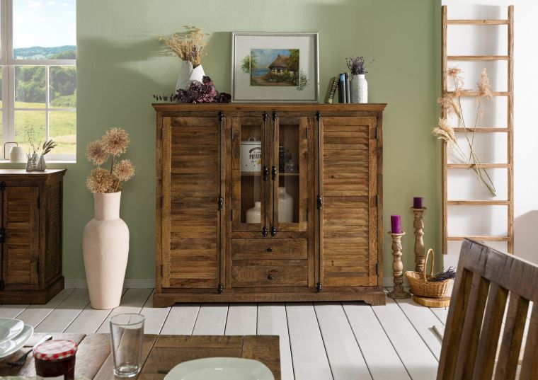 Highboard Mango 160x45x140 dunkelbraun geölt RODEZ #126