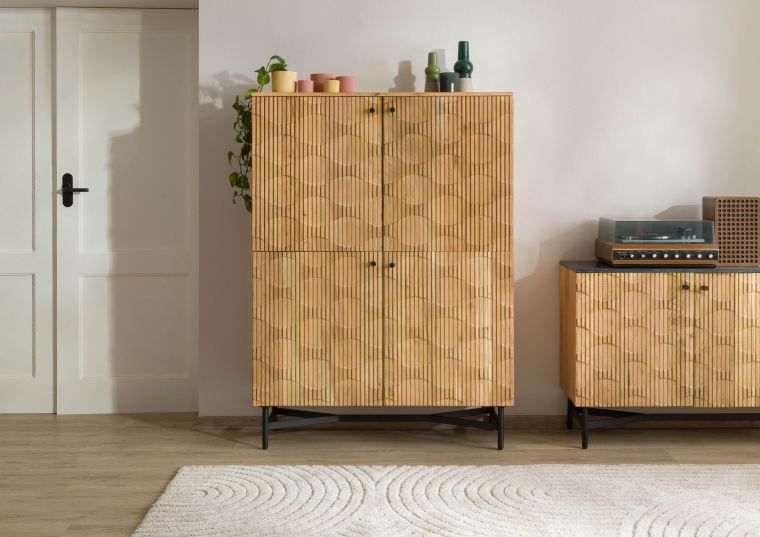 Highboard Akazie 110x40x150 natur lackiertLONDON #110