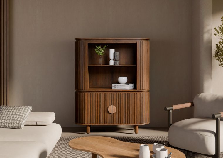 Highboard Mango 120x40x150 braun geölt KYOTO #115