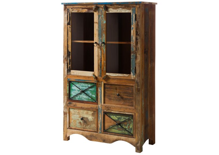 Highboard Altholz 95x40x150 mehrfarbig lackiert NATURE OF SPIRIT #140