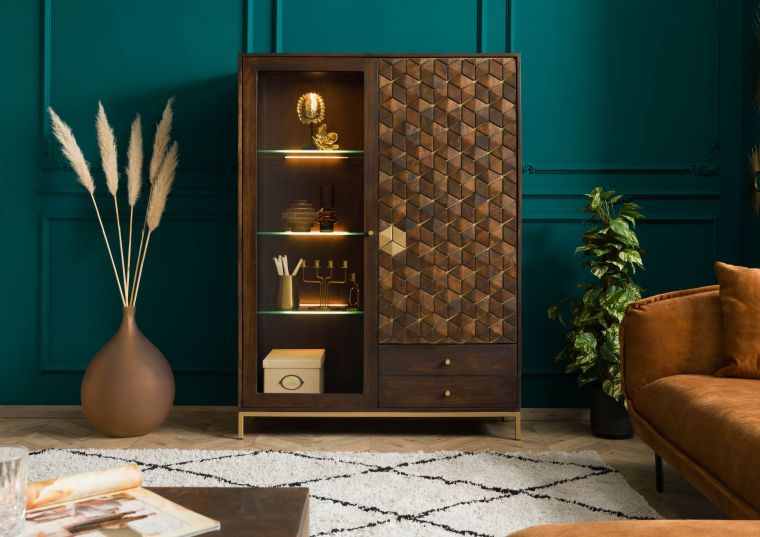 Highboard Mango 120x40x165 braun geölt DIAMOND #217