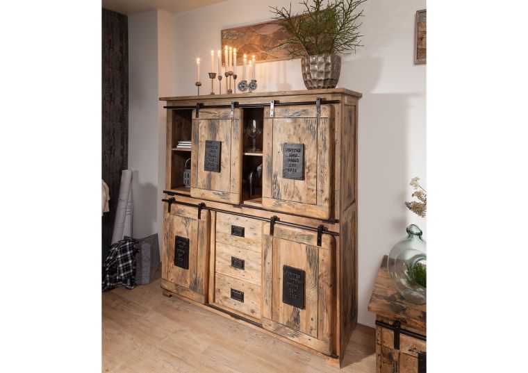 Highboard Mango 150x45x160 natur lackiert RAILWAY #125