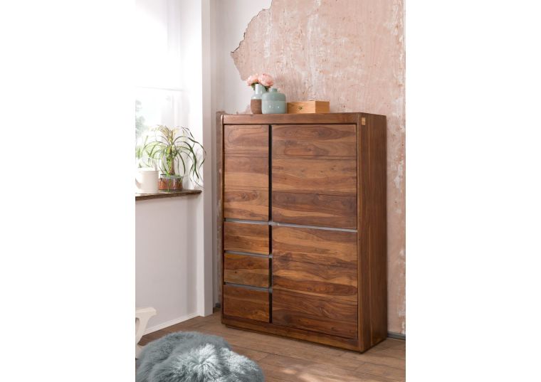 Highboard Sheesham 102x40x147 noble unique lackiert SYDNEY #102