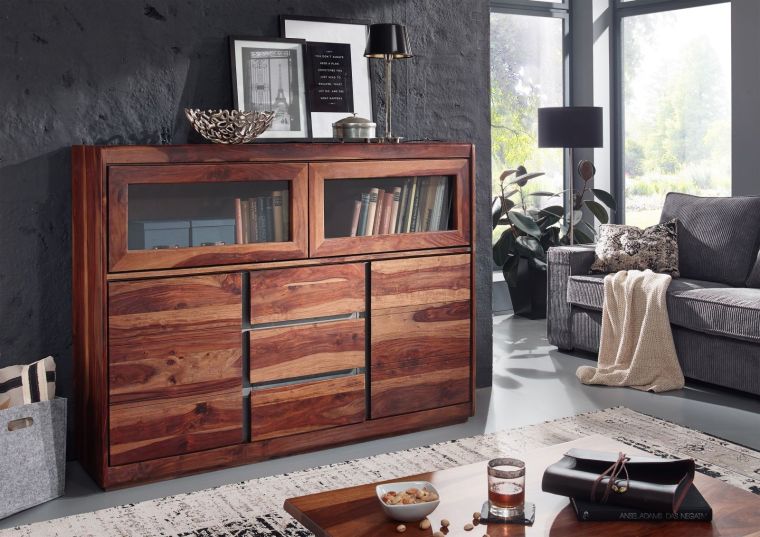 Highboard Sheesham 150x40x115 noble unique lackiert SYDNEY #103